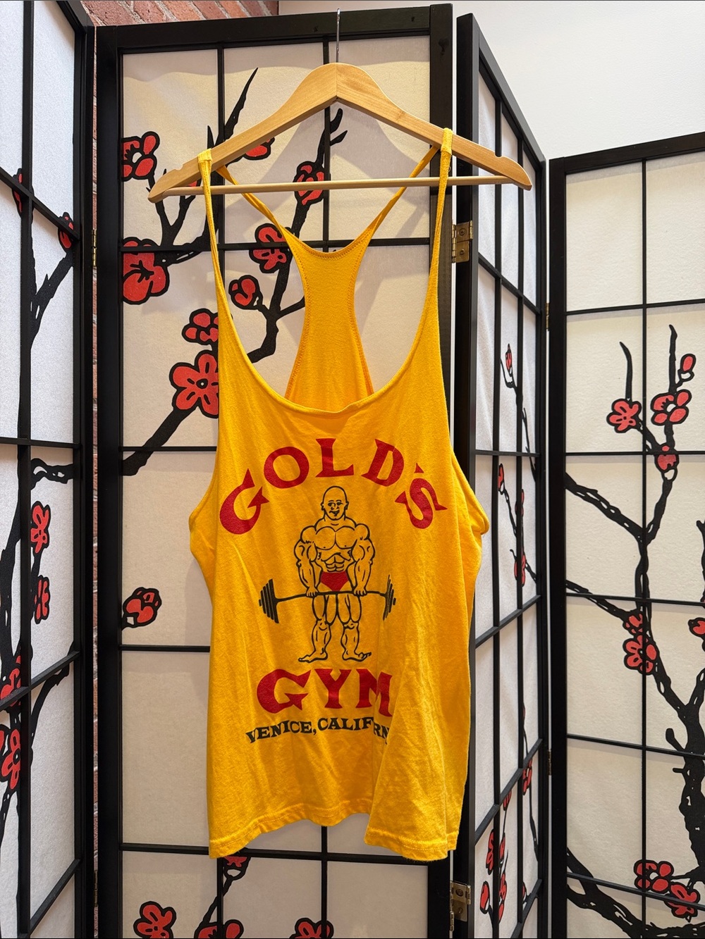 Gold's Gym Yellow Men's Racerback Stringer Tank